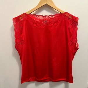 VINTAGE 80’s Elegant Red Lace Women's Top